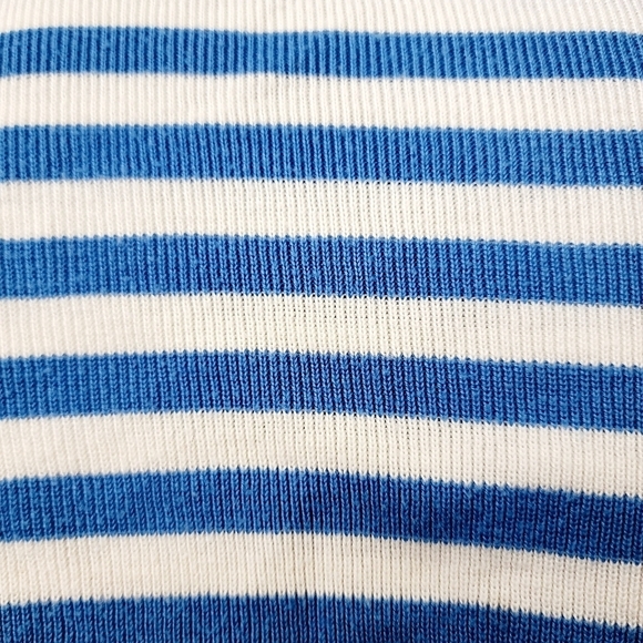 Requirements Blue White Stripe Button Cowl Neck Top 3/4 Sleeve Women's Small S - Picture 4 of 6